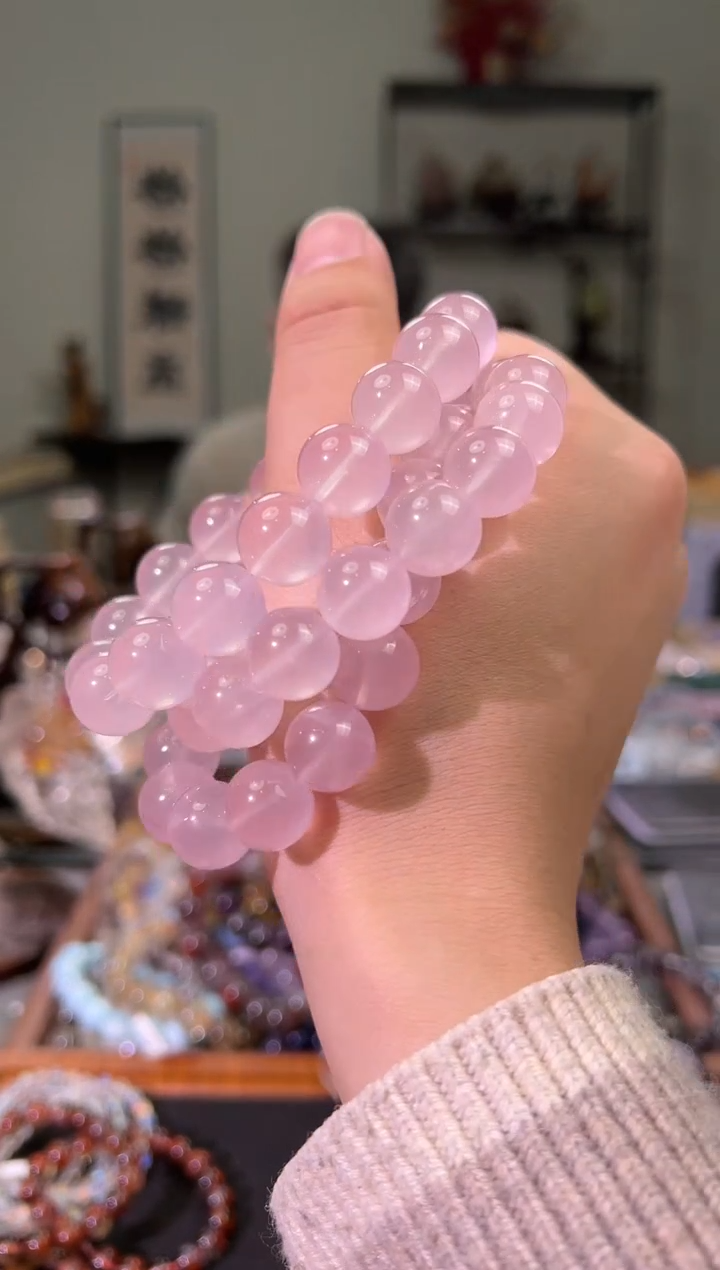 【闪购商品】水晶手串未镶嵌13+mm莫粉手串（多样性发其一）