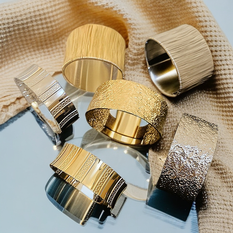 合金手镯  简约金属格纹手镯冷淡风女款欧美高级感新款小众手环