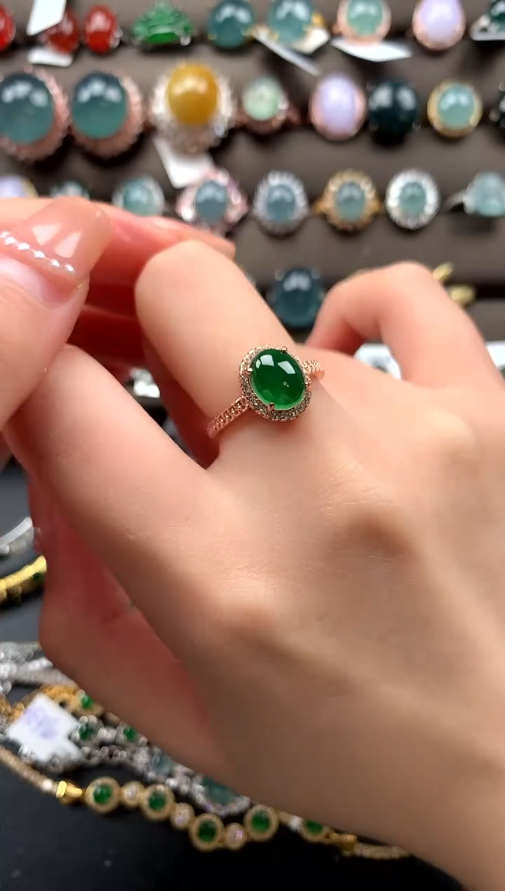 【闪购商品】翡翠戒指银S925镶嵌52141