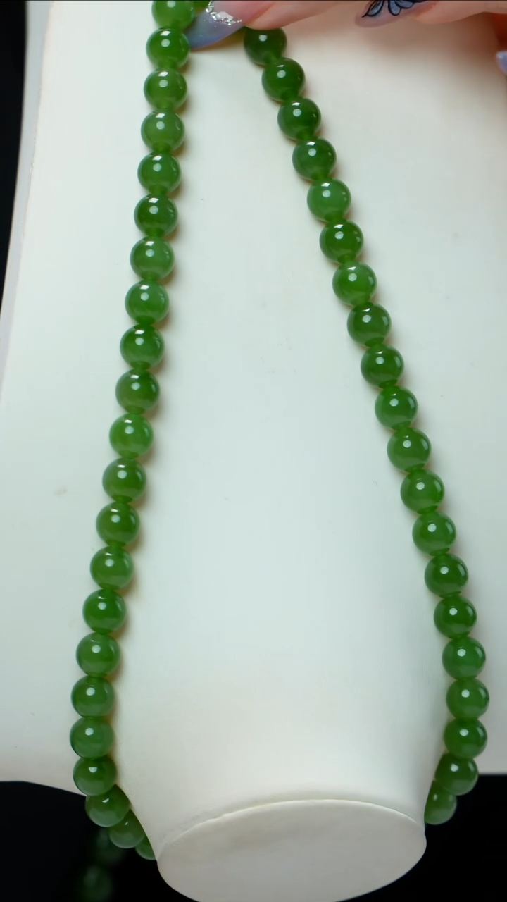 项链未镶嵌和田玉（碧玉）碧玉项链9-10mm 多样性发其一