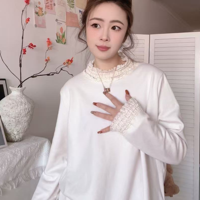 大码百搭T恤上衣女2025秋冬新款加厚保暖打底衫长袖纯色套头25865