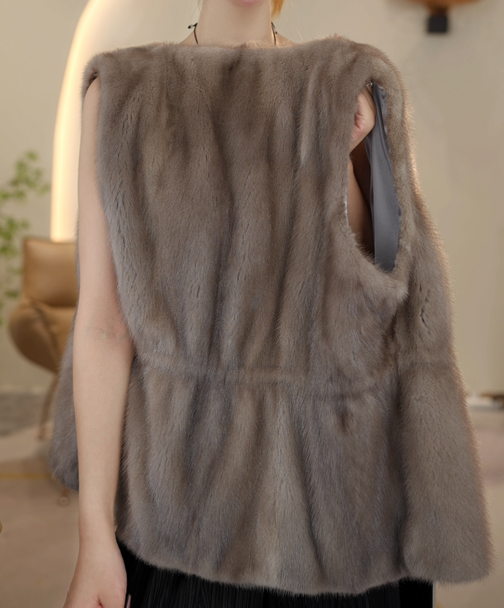 【海宁专柜正品】XC-雪-新款秋冬时尚气质毛茸茸显瘦百搭马甲外套8.