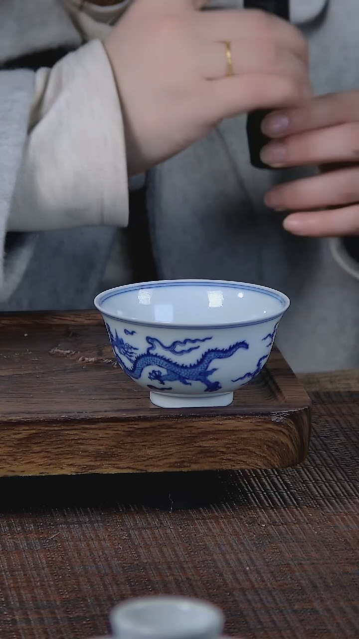 【闪购商品】折葵非器手工手绘双龙撇口杯