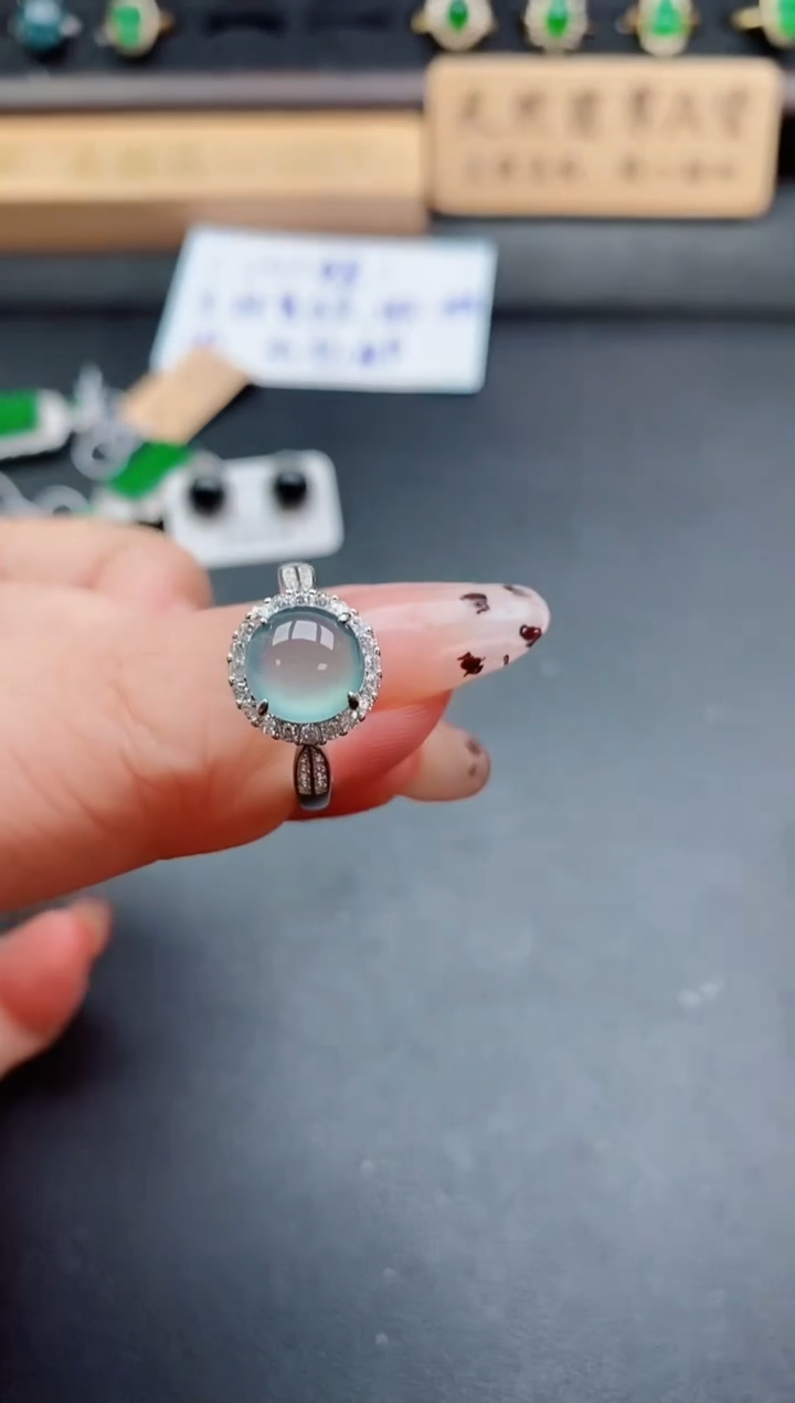 银S925镶嵌戒指翡翠1