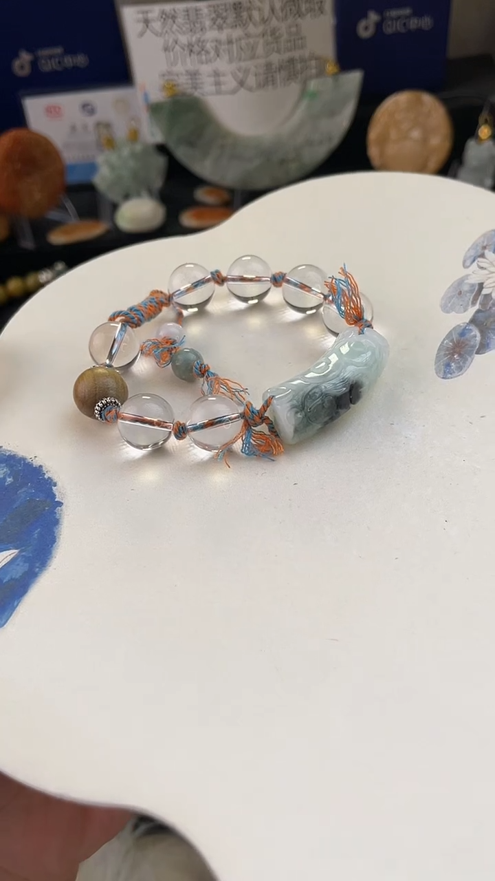 未镶嵌手链翡翠手工定制默认微瑕播介绍为准