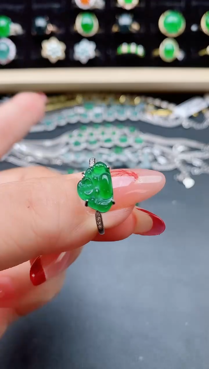 【闪购商品】翡翠戒指银S925镶嵌508050