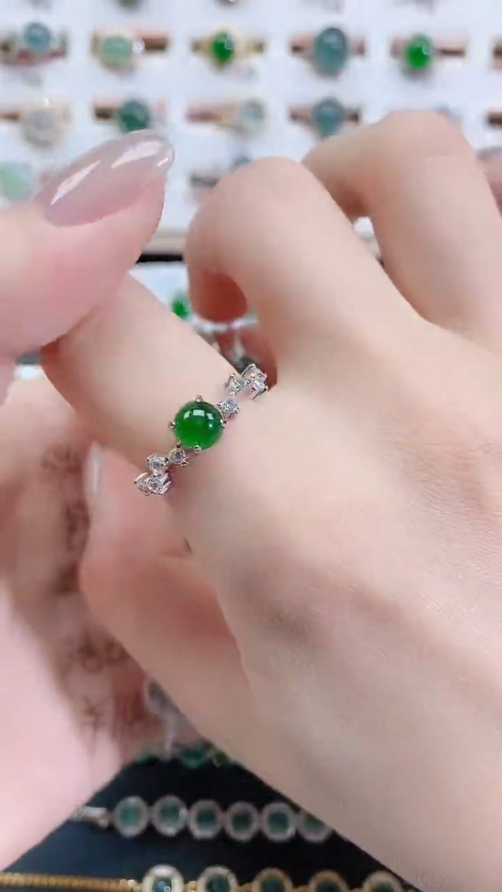 银S925镶嵌戒指翡翠天然翡翠