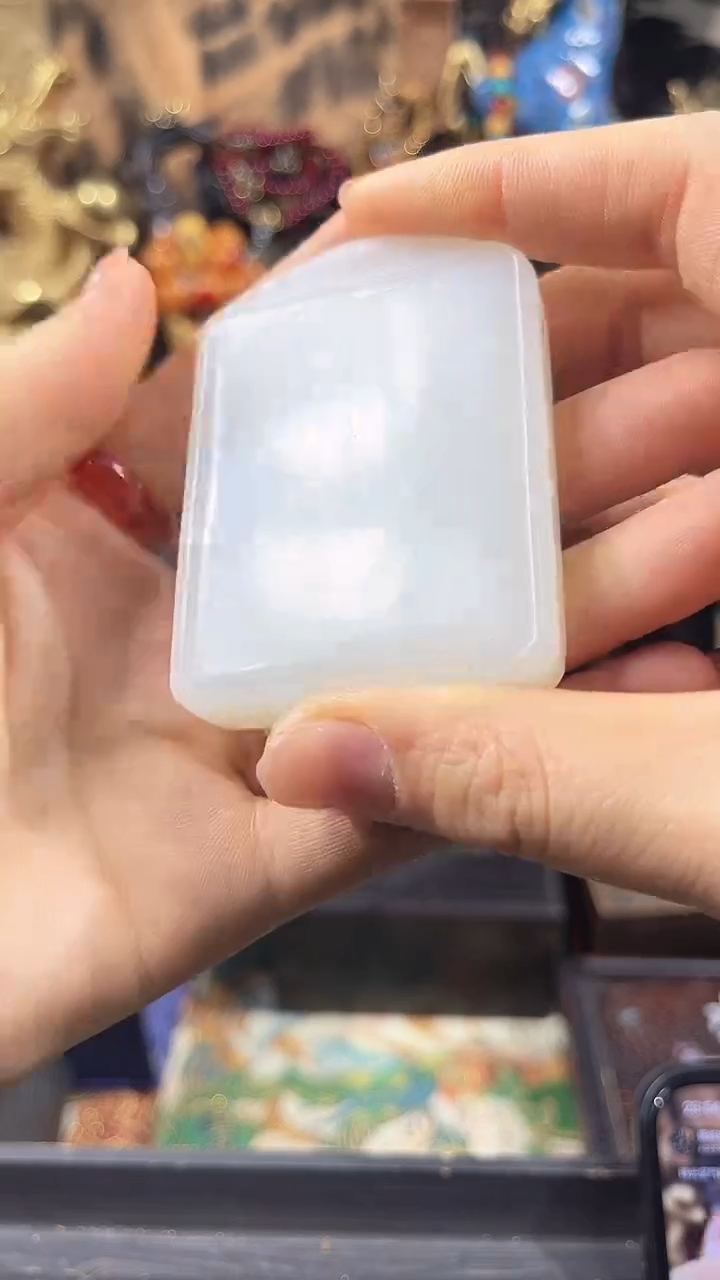 和田玉未镶嵌吊坠(不含链)花姐甄选白色无事牌