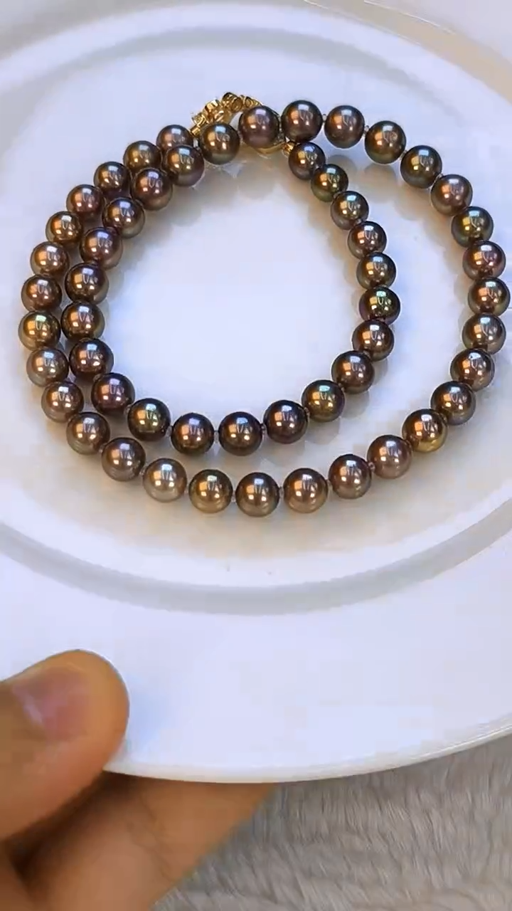 项链银S925镶嵌淡水珍珠7-8