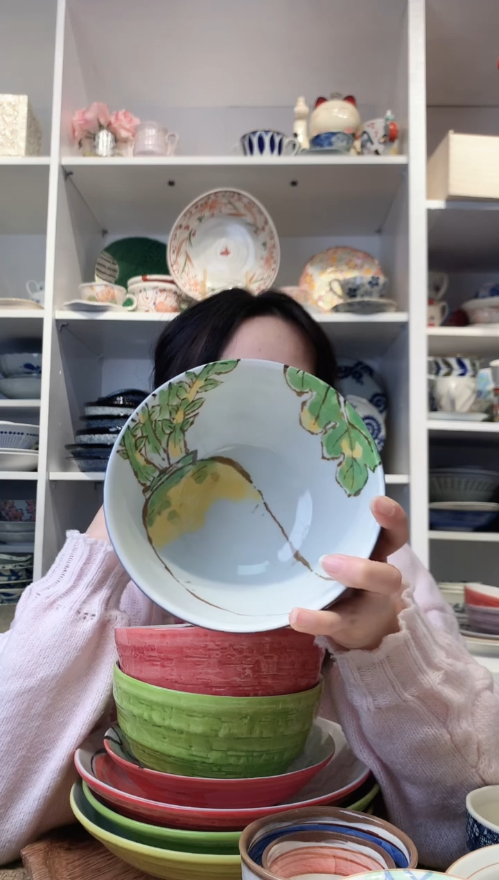 陶瓷美浓烧白萝卜大面碗16cm