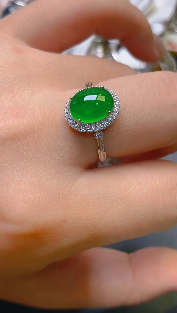 【闪购商品】翡翠耳饰银S925镶嵌天然A货翡翠1