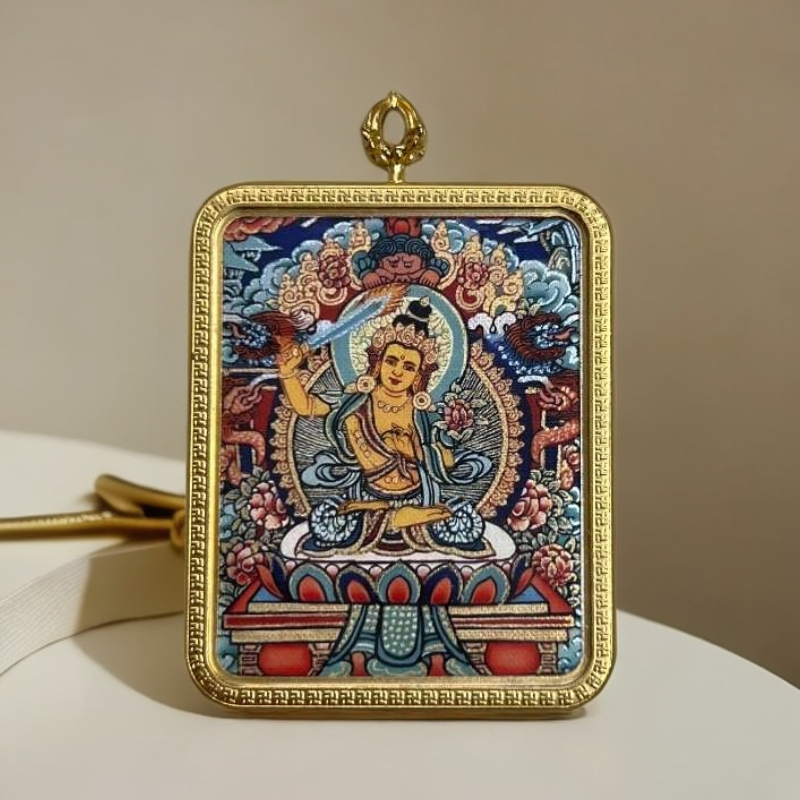 兔--文殊 热贡 画风 4x5铜唐卡