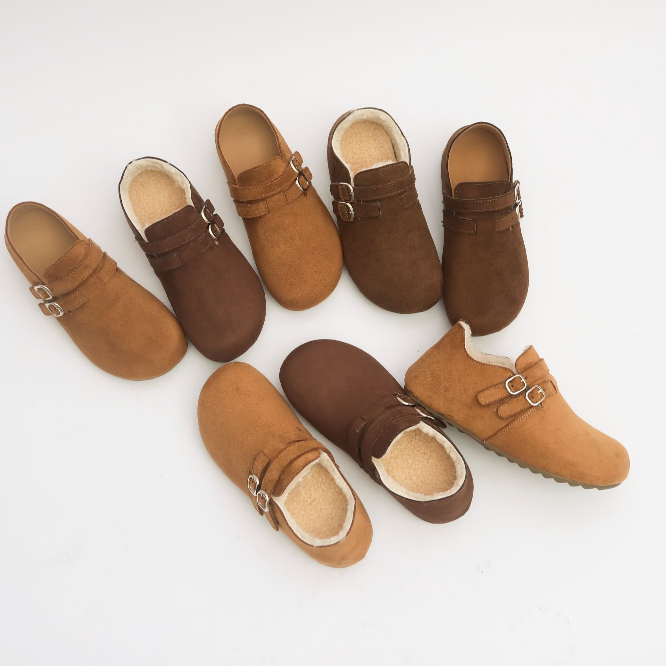 2025秋冬新款内增高4公分Row极简双带子时尚休闲加绒勃肯鞋