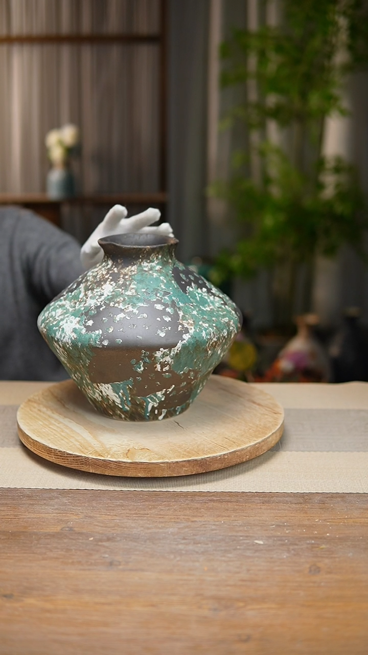 【闪购商品】陶瓷花器涂鸦绿飞碟