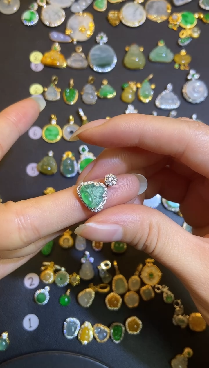 吊坠(不含链)银S925镶嵌翡翠1