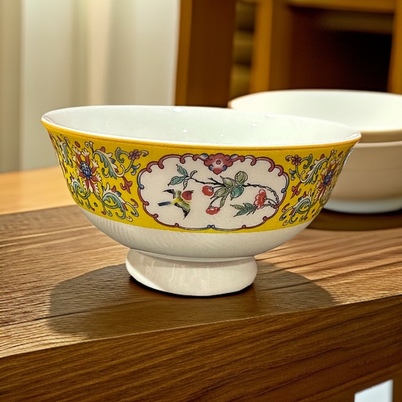 ZY-DP-A420-6英寸帝王黄开窗花鸟面碗6英寸1个
