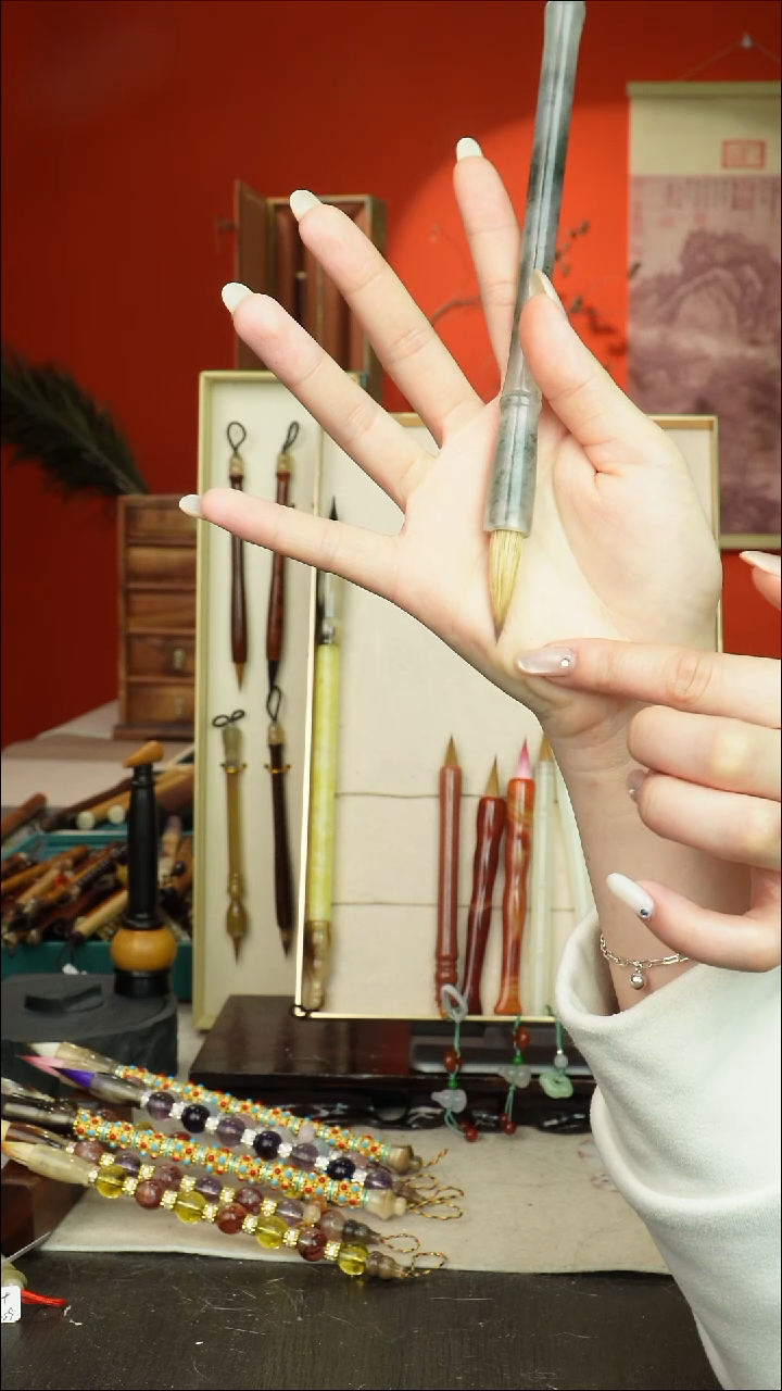 21号闪孤品高货毛笔链接 清水试笔 蘸墨不退