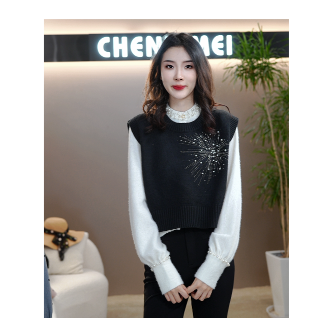 CYM1311秋装2025新款针织背心马甲女设计感内搭上衣