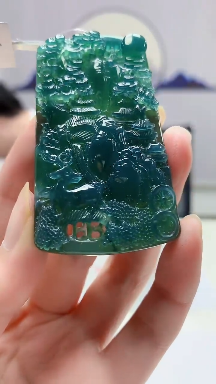 【闪购商品】定制翡翠未镶嵌4688zm-毛货挂件山水301