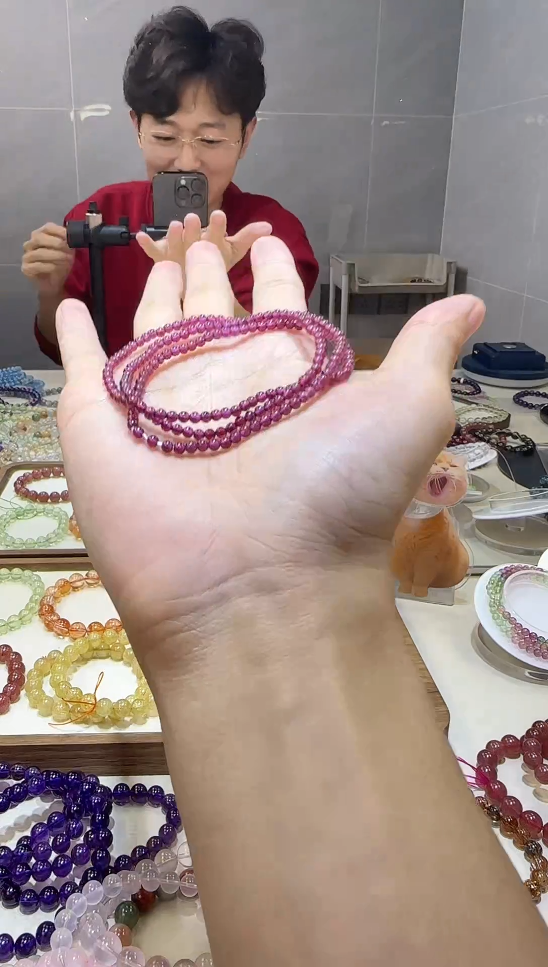 【闪购商品】石榴石（紫牙乌）手链未镶嵌紫牙乌石榴石三圈