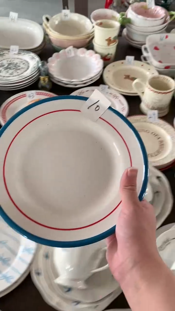 外贸红蓝边8寸盘