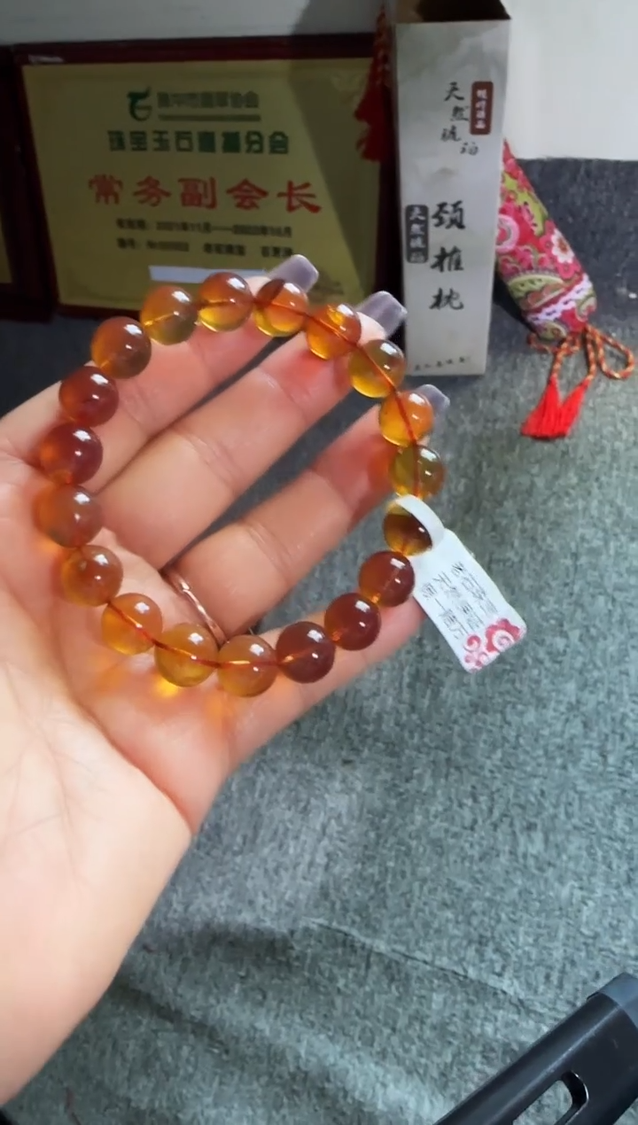 手串琥珀未镶嵌#5缅甸琥珀紫罗兰手串10mm