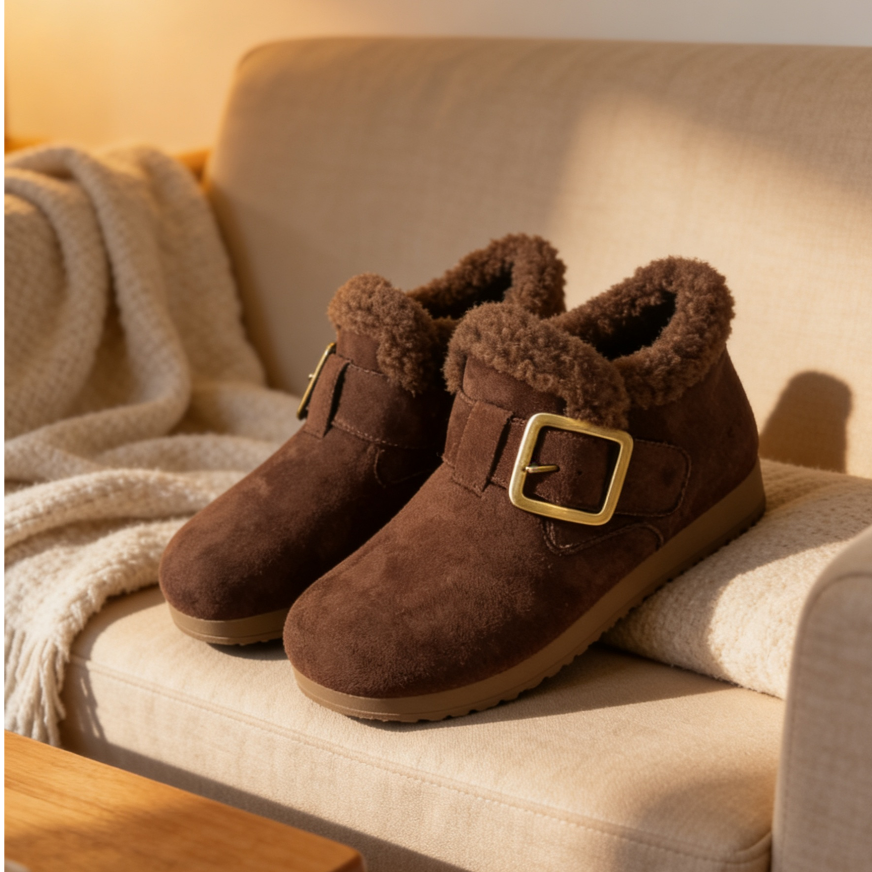 潮流风休闲风冬季加绒内里复古港风纯色博肯棉鞋