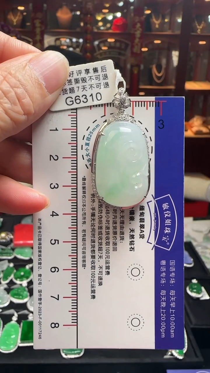 【闪购商品】翡翠颈饰18K金镶嵌G6310冰飘绿如意