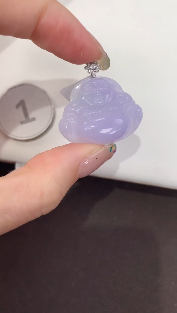 颈饰18K金镶嵌翡翠天然缅甸A货翡翠