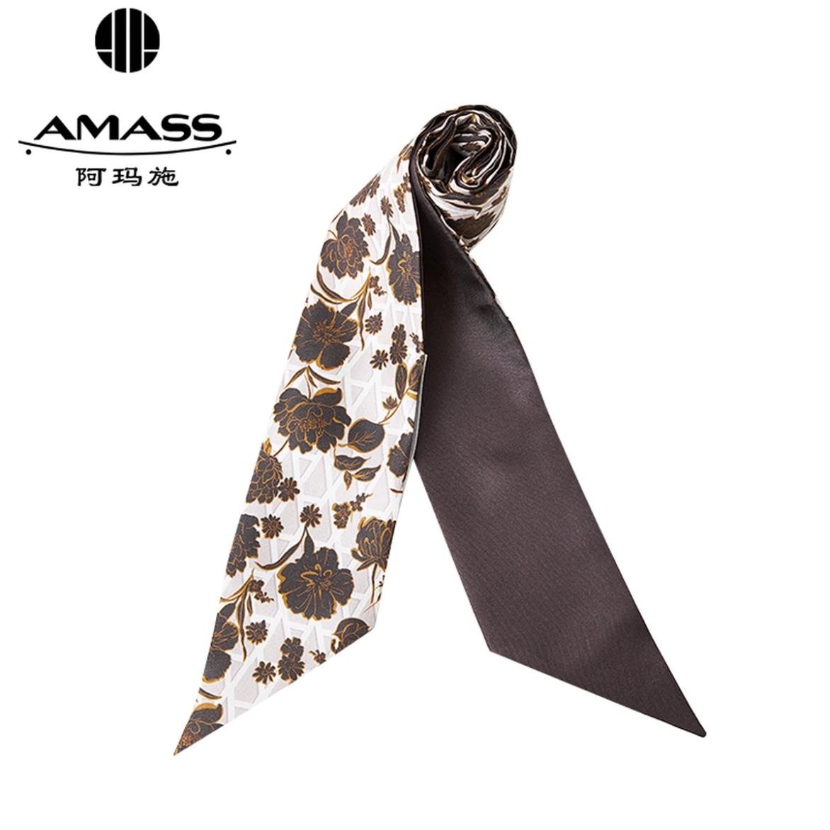 AMASS/阿玛施新款时尚精致百搭老钱风印花丝巾飘带穿搭配饰580036