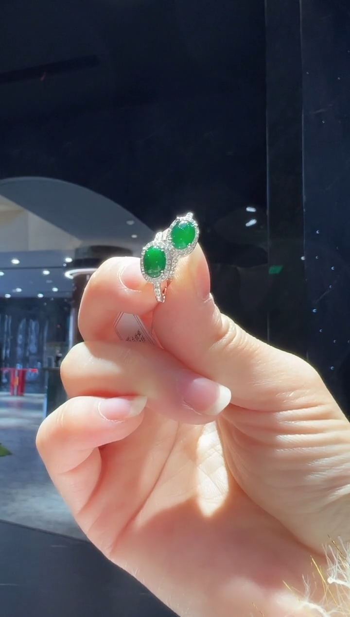 【闪购商品】翡翠耳饰银S925镶嵌11】