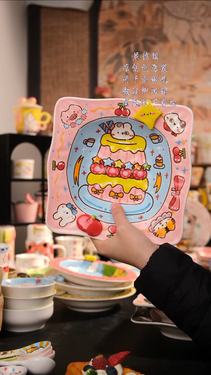 摆件陶 旺的可以陶瓷手工手绘设计师款