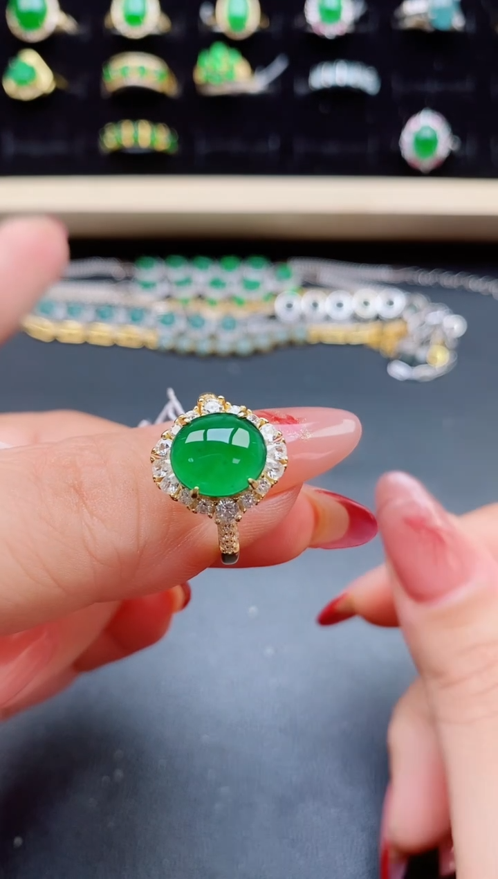 【闪购商品】翡翠戒指银S925镶嵌32132