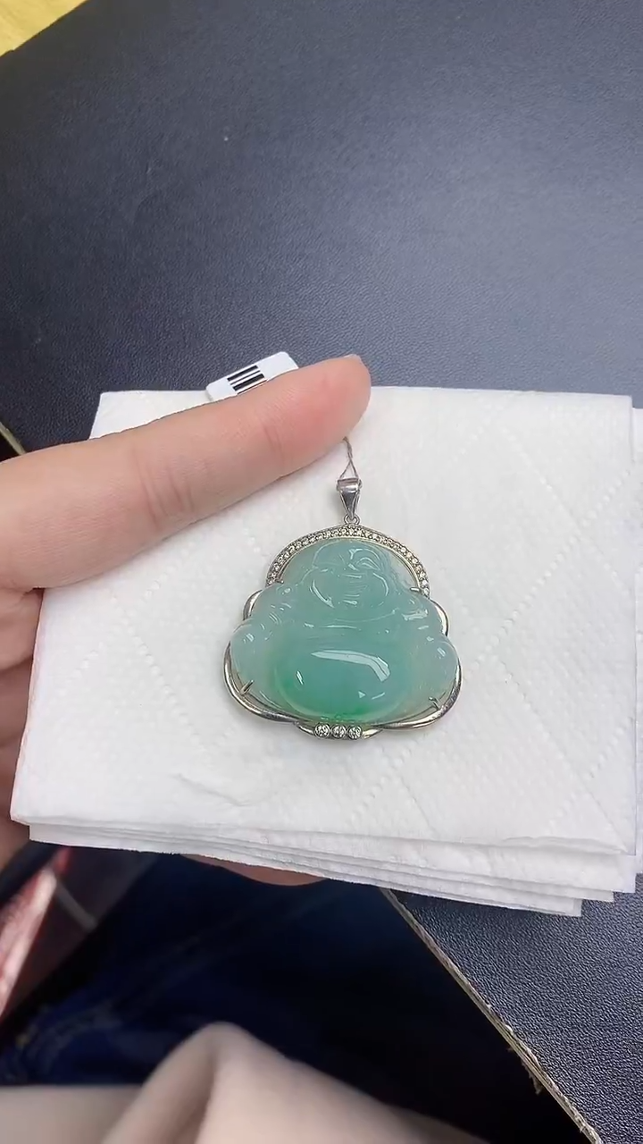 颈饰银S925镶嵌翡翠天然缅甸A货百元以上9元证书费自理