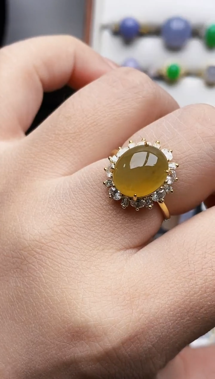 银S925镶嵌戒指翡翠3378