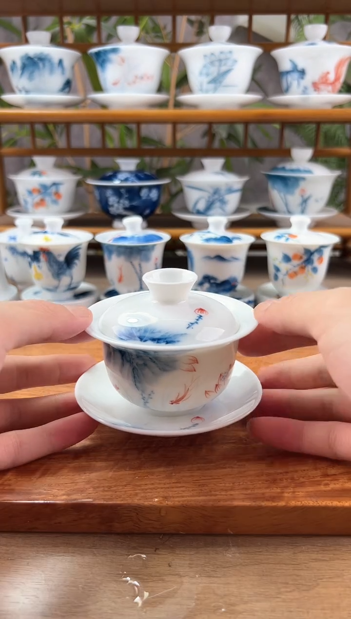 微瑕蓝莲130ml三才盖碗