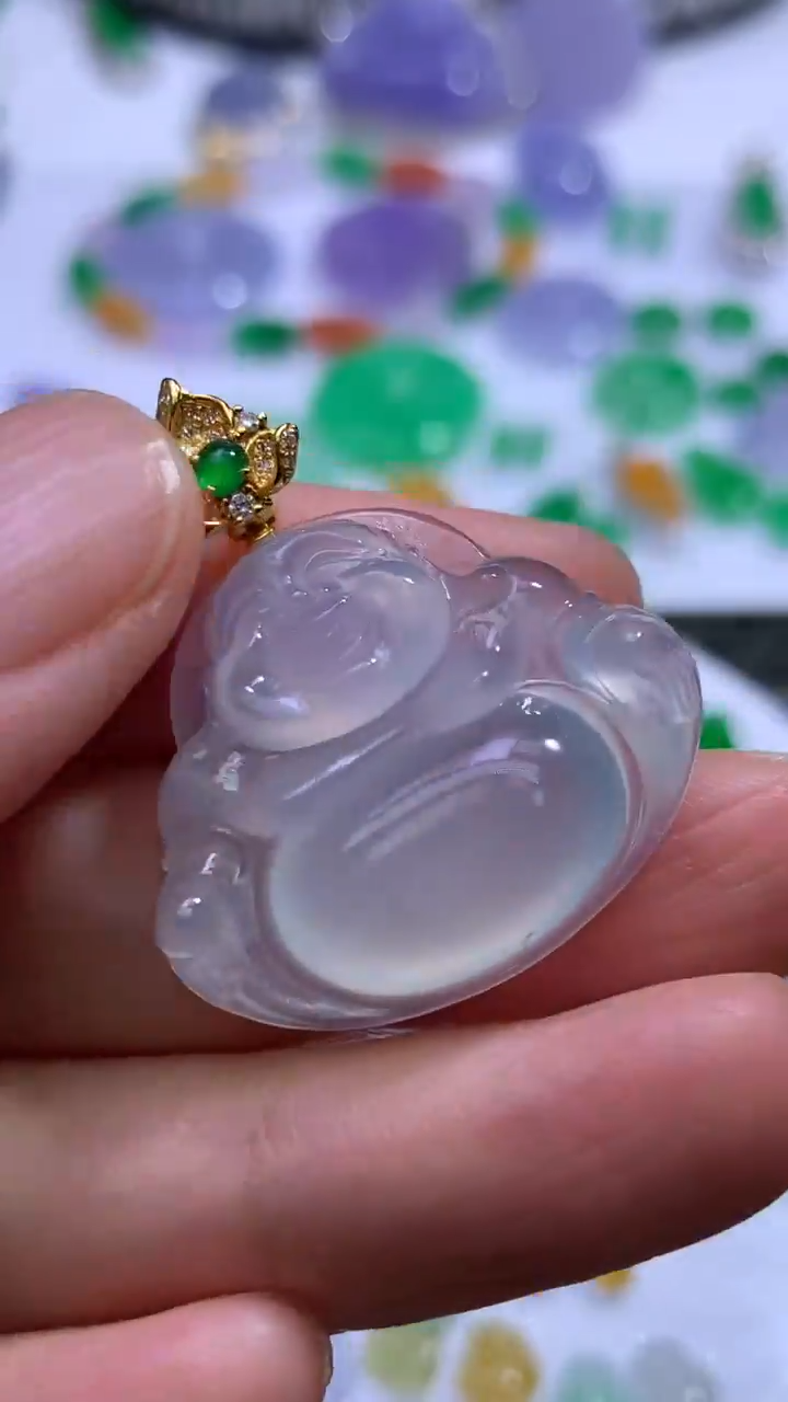 18K金镶嵌定制翡翠 佛公