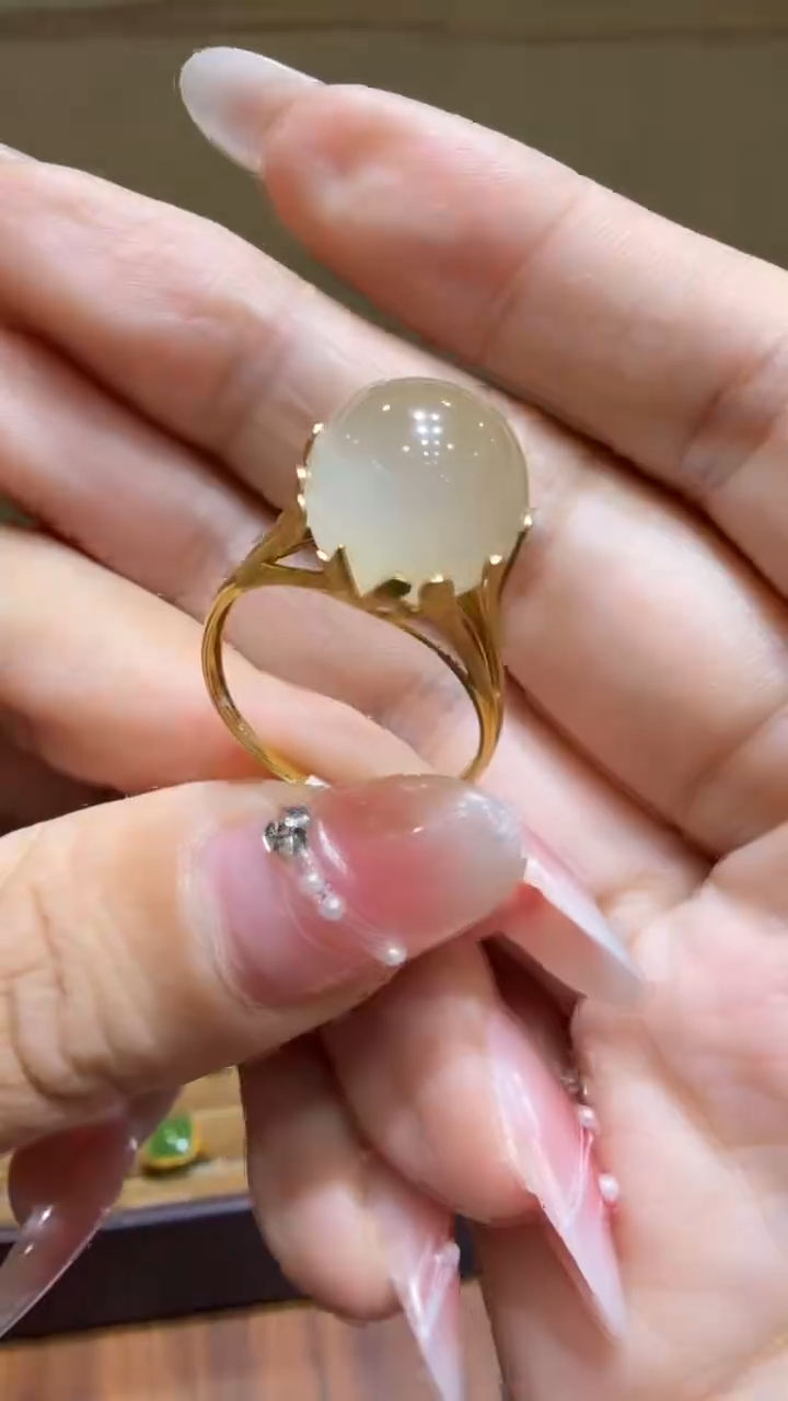 颈饰18K金镶嵌和田玉戒指戒指11-19备注圈口发货