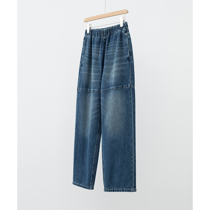 分割牛仔松紧腰水洗百搭蓝牛仔裤NZK4C0823