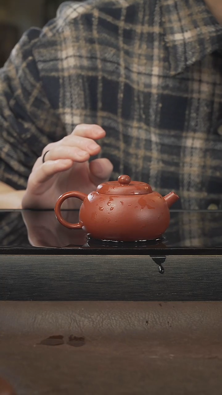 茶壶紫砂红苹果，朱泥，150cc