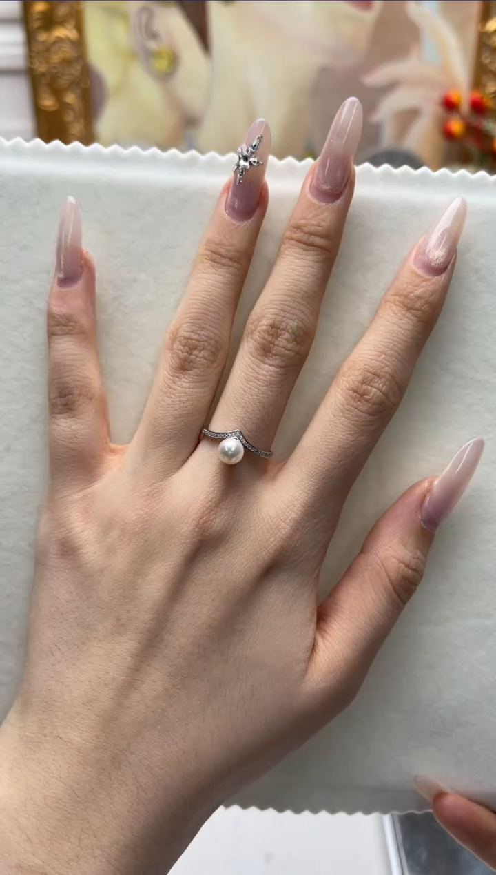 【闪购商品】海水珍珠戒指银S925镶嵌aj4106戒指