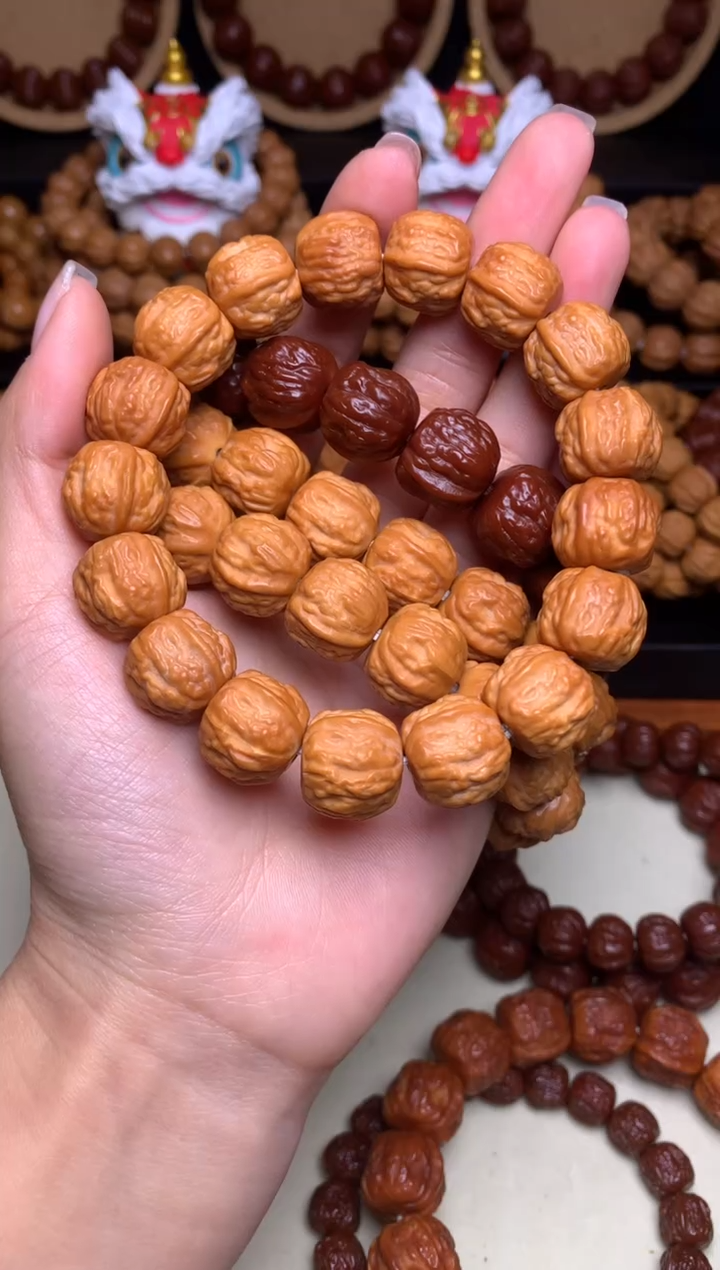 【闪购商品】文玩核桃手串15-16mm金蟾蛤蟆头龙炎料深雕全品