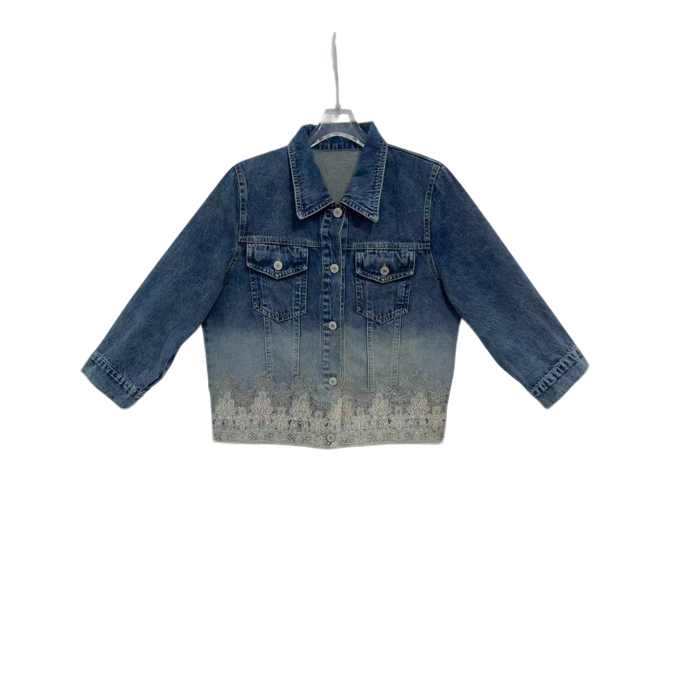 桐然精选835#秋季新款设计重工艺时尚气质显瘦百搭牛仔外套上衣