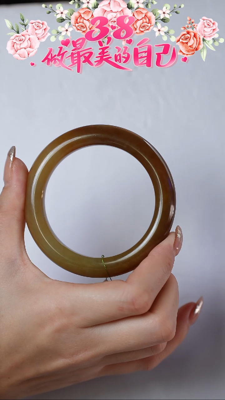 【闪购商品】和田玉手镯未镶嵌56.6圈口且末金山-全糖