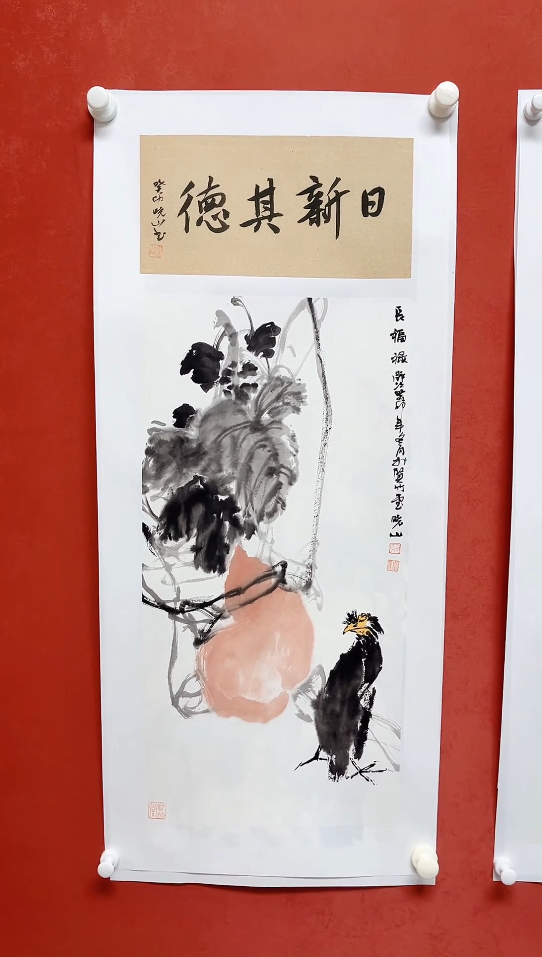 【闪购商品】书法殷晓山花鸟68*34书法0.5平尺手工拖