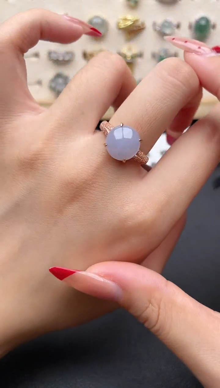 【闪购商品】翡翠戒指银S925镶嵌一物一证一礼盒