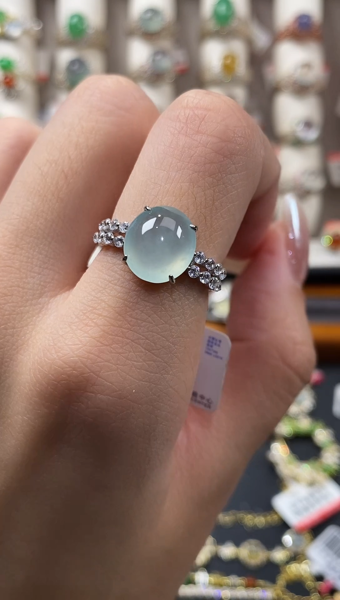 银S925镶嵌戒指翡翠天然A货翡翠11