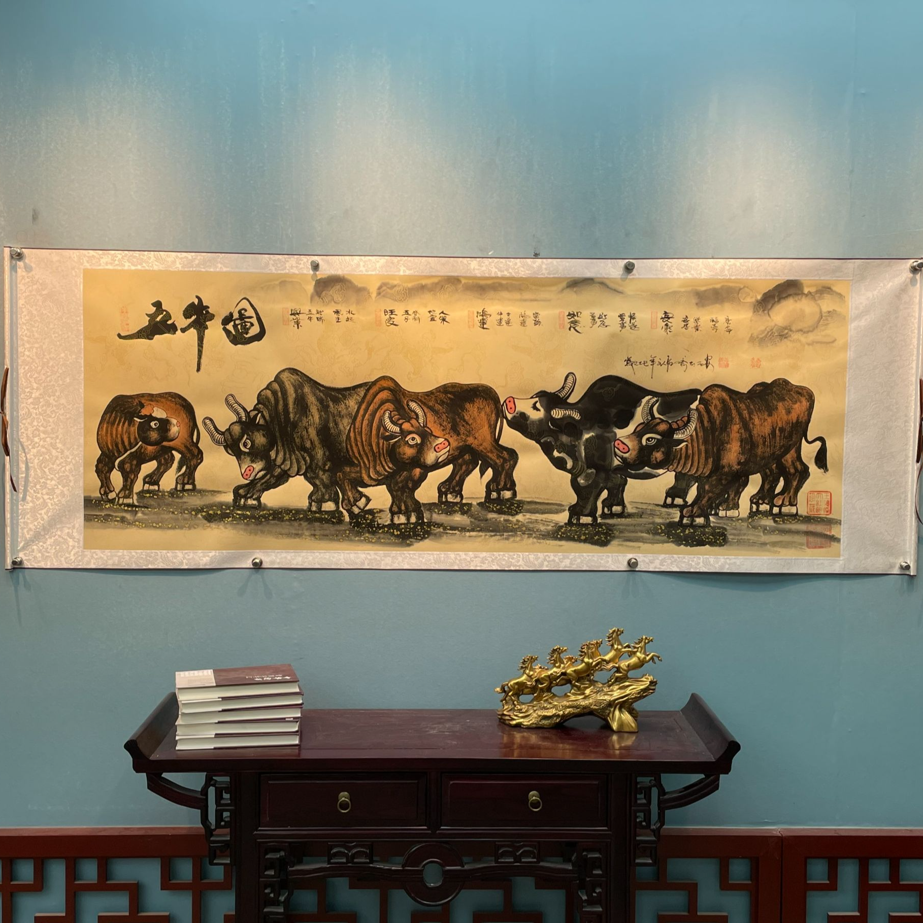 王德峰 《五牛图》小六尺  仿古 轴  205*73cm-睿云轩