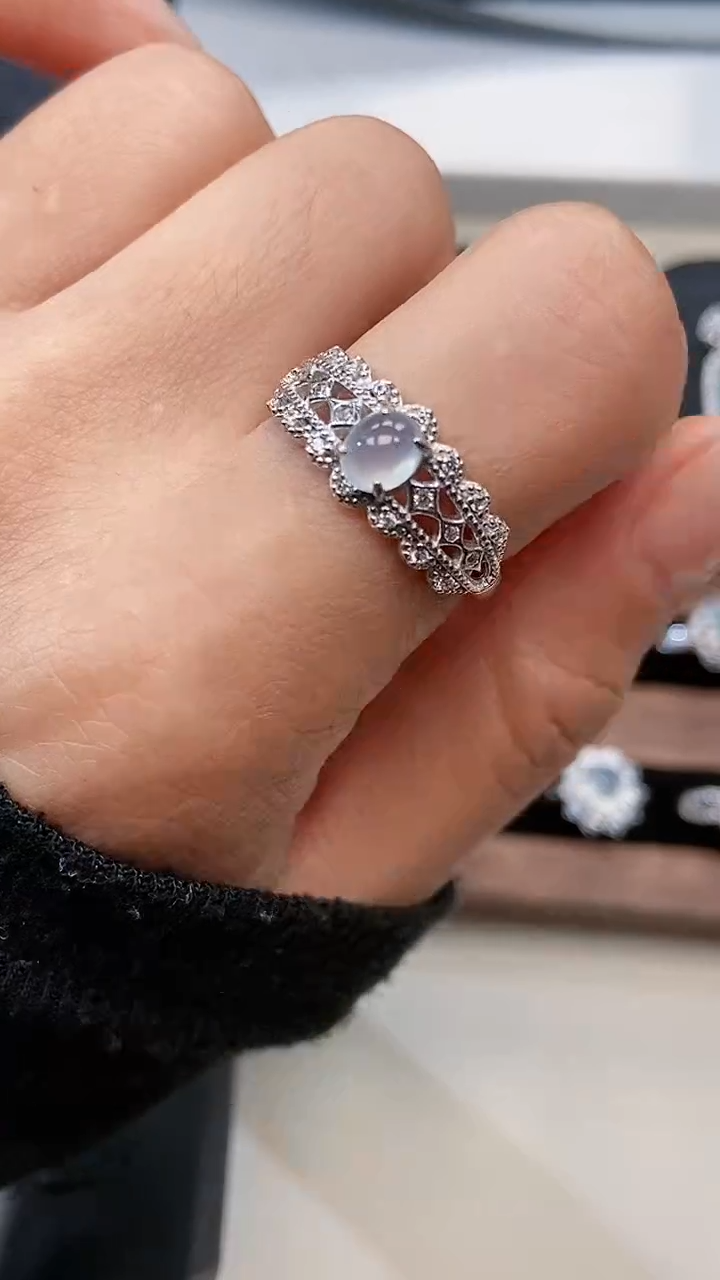 银S925镶嵌戒指翡翠6873