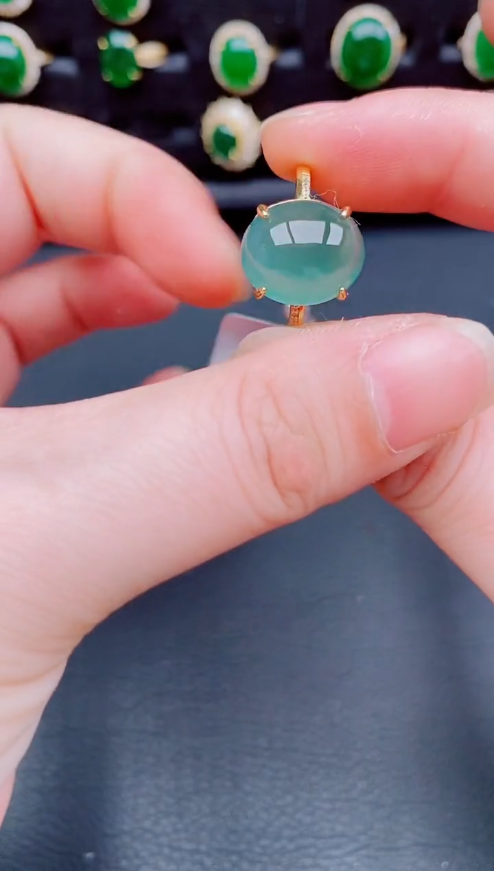 【闪购商品】翡翠戒指银S925镶嵌天然a货翡翠162